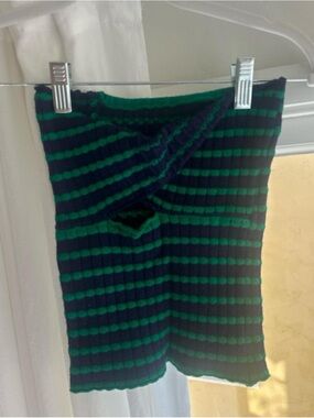 Navy and Green Striped Tube Top